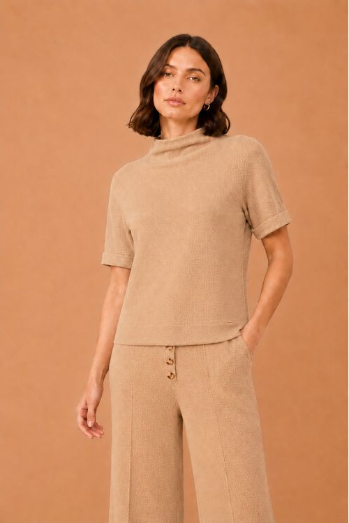 Blusa heritage gola alta AMENDOA